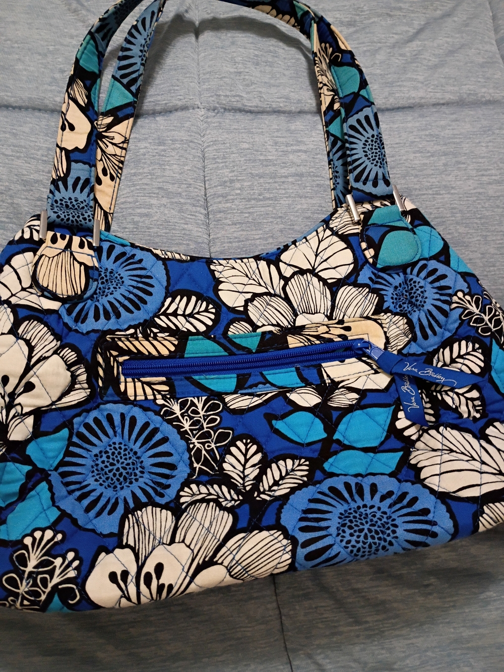 Vera Bradley Blue Floral Quilted Shoulder Bag